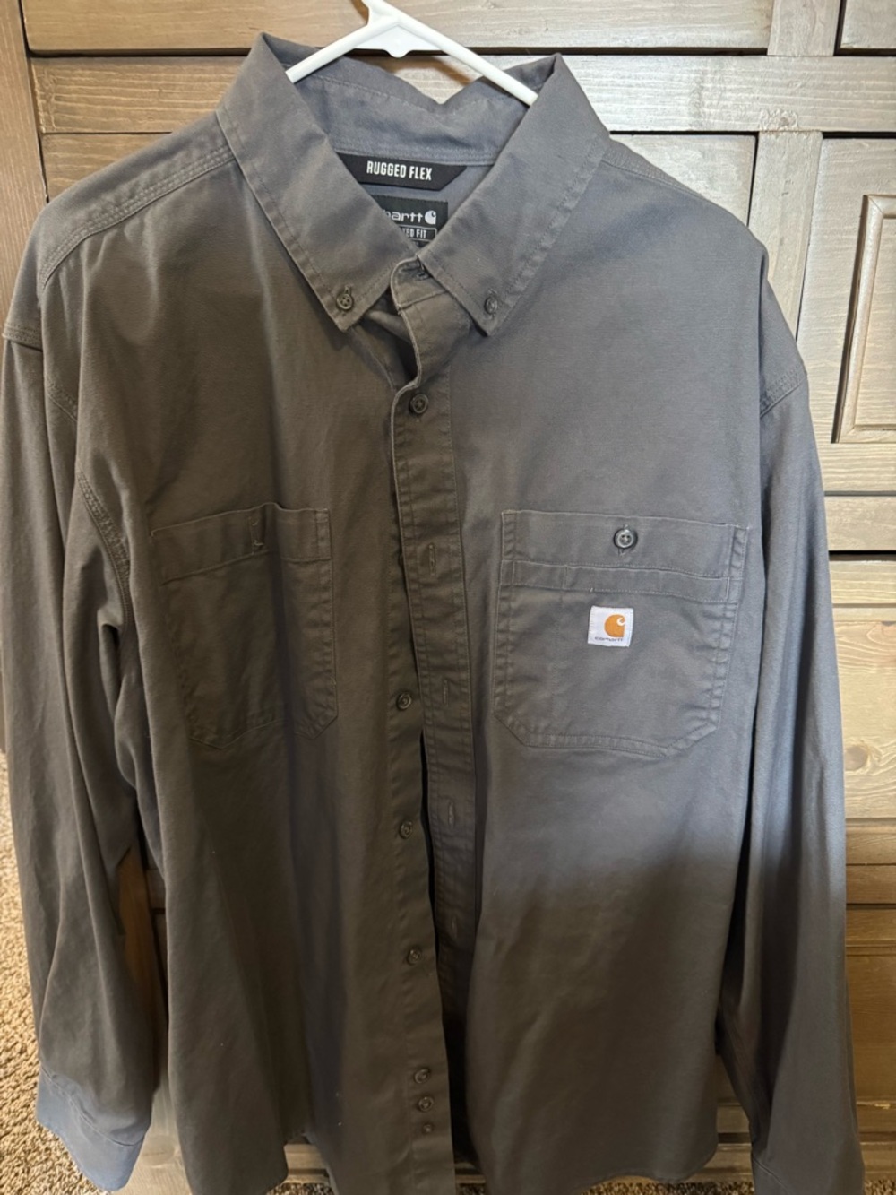 Carhartt Rugged Flex Men's Button-Down Work Shirt - Dark Gray size is XL